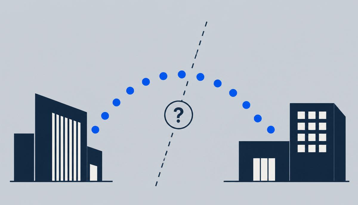Illustration vectorielle moderne représentant un transfert de clientèle entre deux cabinets