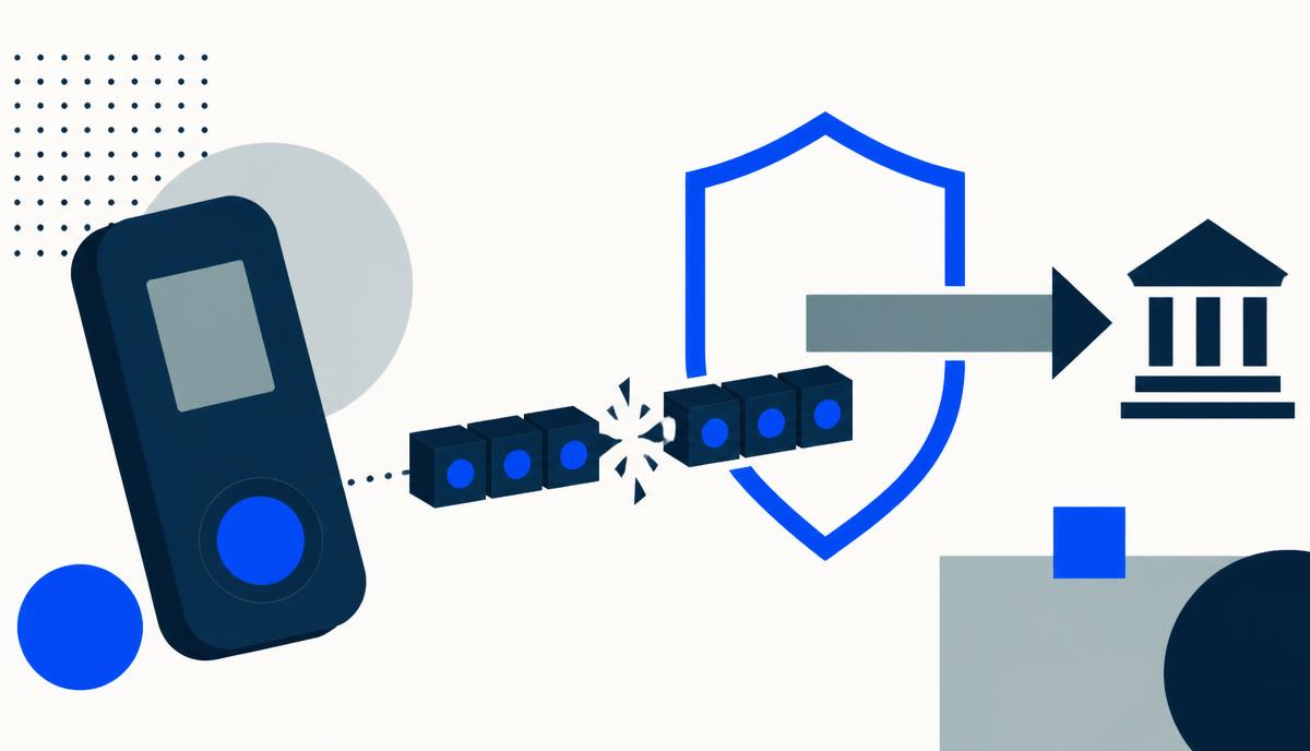 Illustration vectorielle : token de sécurité bancaire et chaîne d'authentification rompue