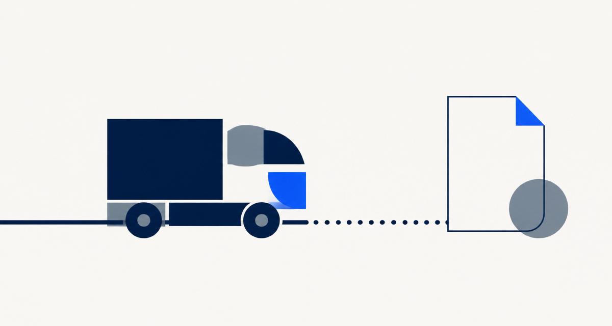 Illustration vectorielle moderne : camion de transport et contrat, ligne de préavis interrompue
